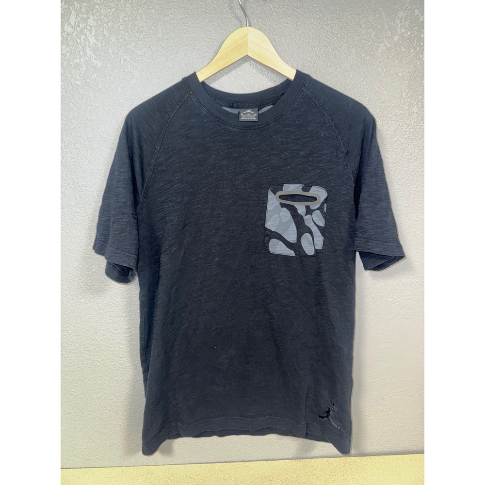Jordan Brand Mens Charcoal Grey‎ Slub Knit Pocket T-Shirt Jumpman Camo Medium